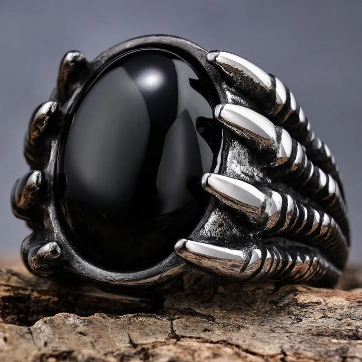 ULIKING JEWELRY RINGS Vintage Gothic Dragon Claw Gemstone Stainless Steel Ring 02