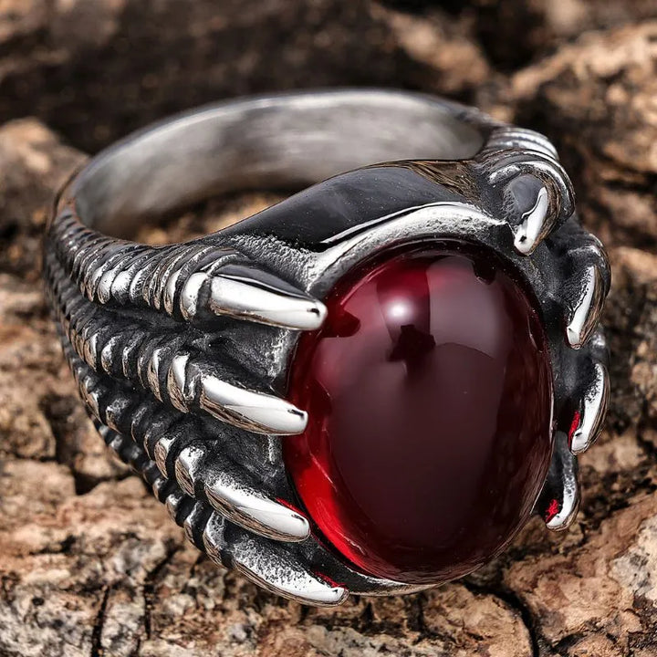 ULIKING JEWELRY RINGS Vintage Gothic Dragon Claw Gemstone Stainless Steel Ring 03