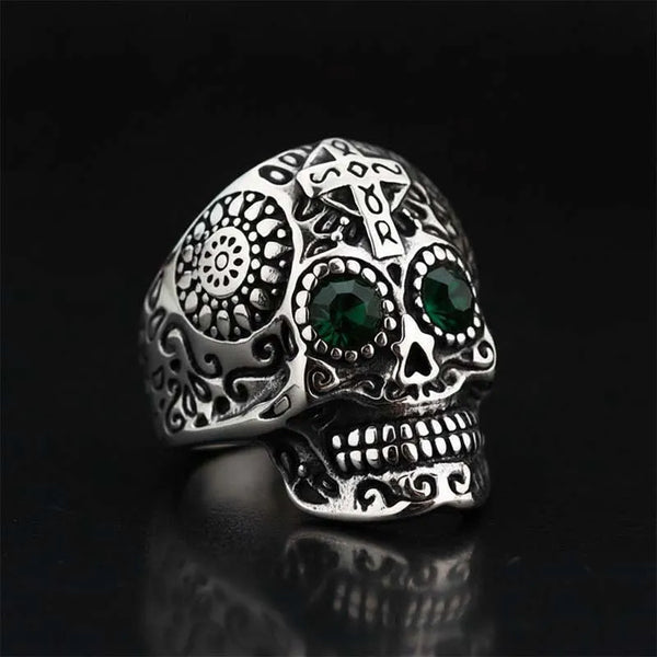ULIKING JEWELRY RINGS  Vintage Gothic Halloween Stainless Steel Skull Ring  08