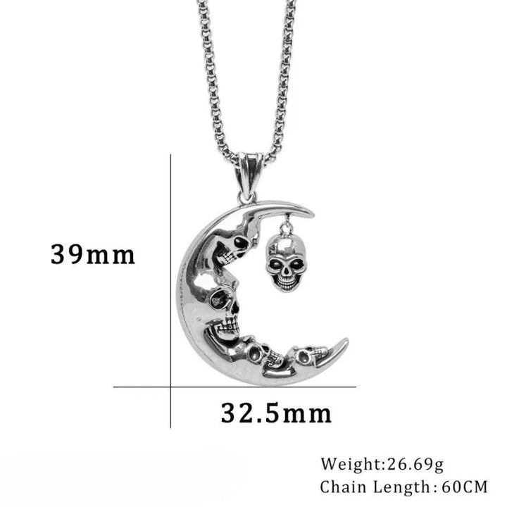  ULIKING JEWELRY PENDANTS Vintage Gothic Moon Skull Stainless Steel Pendant  04