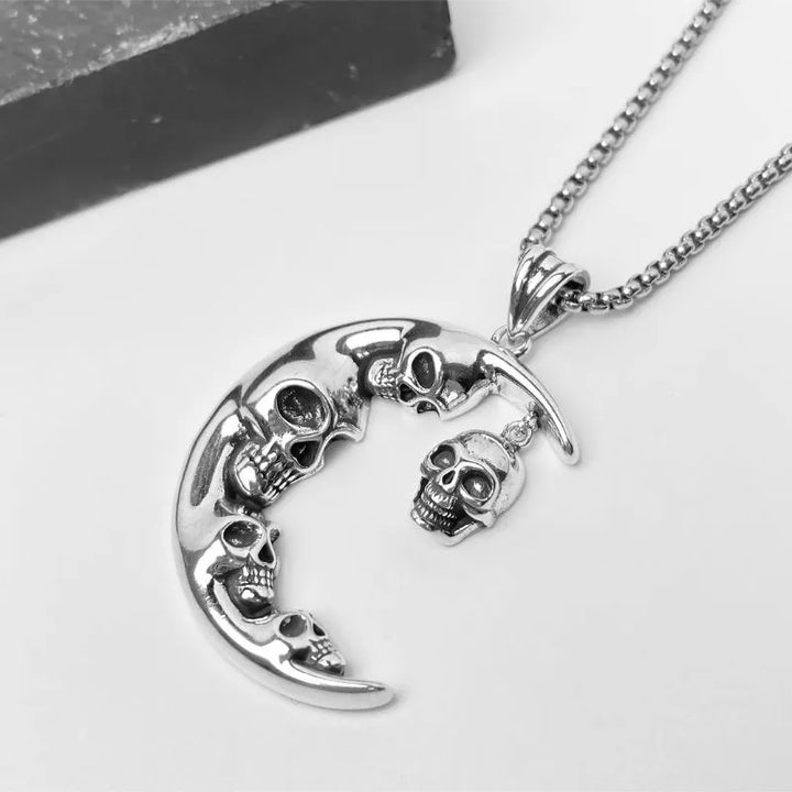  ULIKING JEWELRY PENDANTS Vintage Gothic Moon Skull Stainless Steel Pendant  05