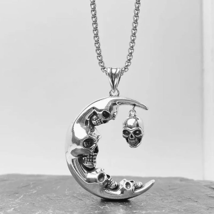  ULIKING JEWELRY PENDANTS Vintage Gothic Moon Skull Stainless Steel Pendant  06