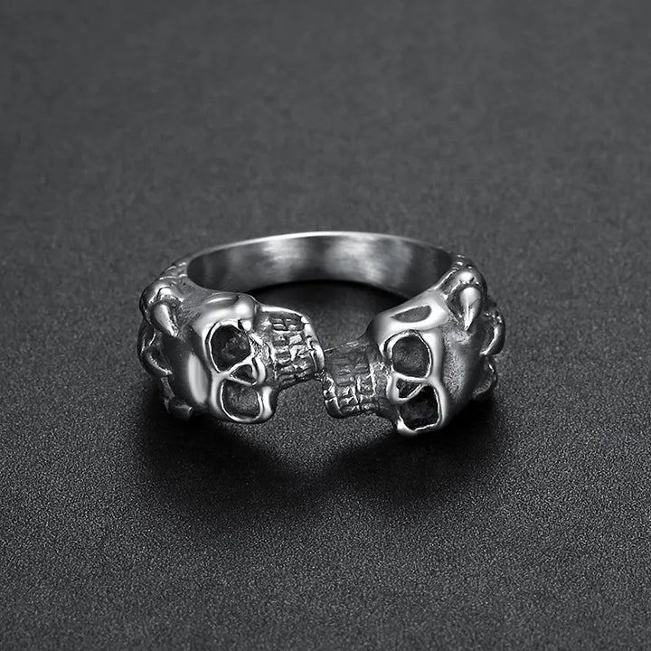 ULIKING JEWELRY RINGS Vintage Gothic Stainless Steel Unisex Double Skull Ring 01