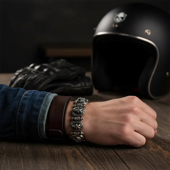  ULIKING JEWELRY BRACELETS Vintage Hammered Wolf Head Stainless Steel Bracelet 06