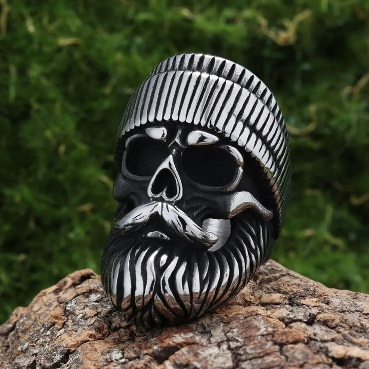 ULIKING JEWELRY RINGS  Vintage Hat Skull Stainless Steel Ring 01