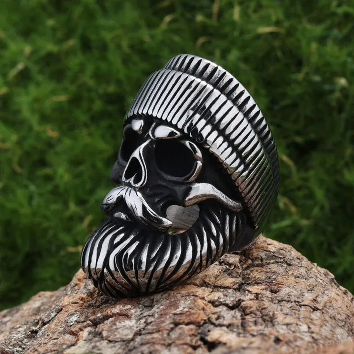 ULIKING JEWELRY RINGS  Vintage Hat Skull Stainless Steel Ring 02