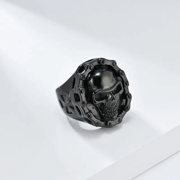 ULIKING JEWELRY RINGS Vintage Hiphop Motorcycle Chain Skull Stainless Steel Ring 05