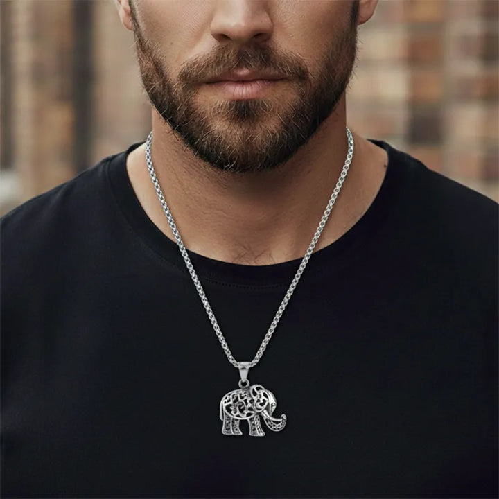  ULIKING JEWELRY PENDANTS  Vintage Hollow Elephant Stainless Steel Pendant 03