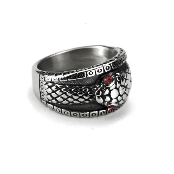 ULIKING JEWELRY RINGS  Vintage Mamba Ruby Stainless Steel Ring  05