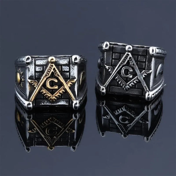 ULIKING JEWELRY RINGS Vintage Masonic Moon Sun Stainless Steel Ring 01