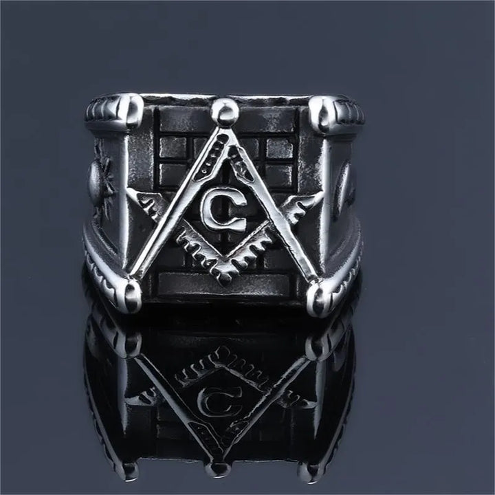 ULIKING JEWELRY RINGS Vintage Masonic Moon Sun Stainless Steel Ring 03