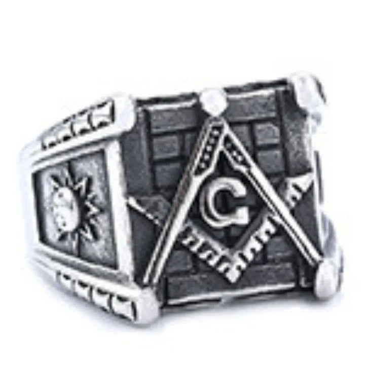 ULIKING JEWELRY RINGS Vintage Masonic Moon Sun Stainless Steel Ring 06