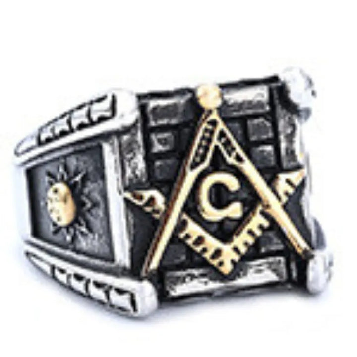 ULIKING JEWELRY RINGS Vintage Masonic Moon Sun Stainless Steel Ring 04