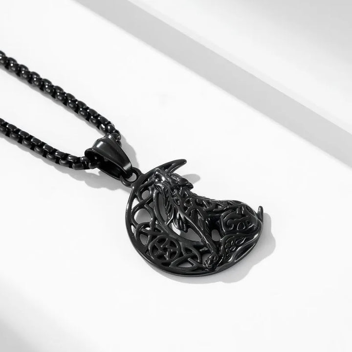  ULIKING JEWELRY PENDANTS   Vintage Moon Wolf Stainless Steel Pendant 05