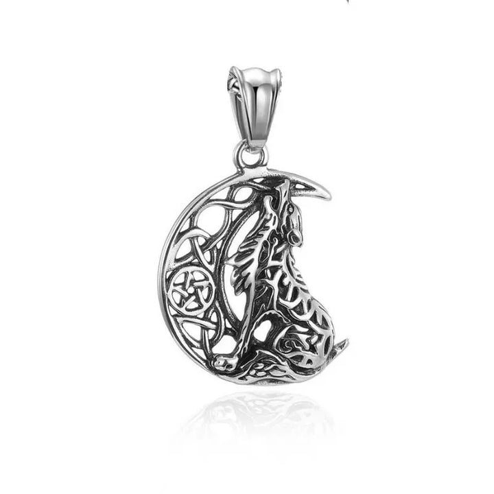  ULIKING JEWELRY PENDANTS   Vintage Moon Wolf Stainless Steel Pendant 06