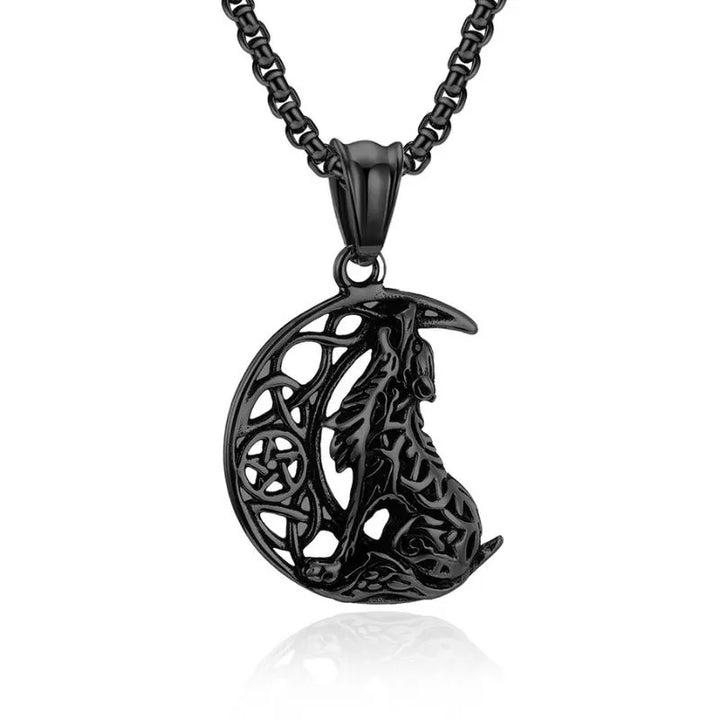  ULIKING JEWELRY PENDANTS   Vintage Moon Wolf Stainless Steel Pendant 08
