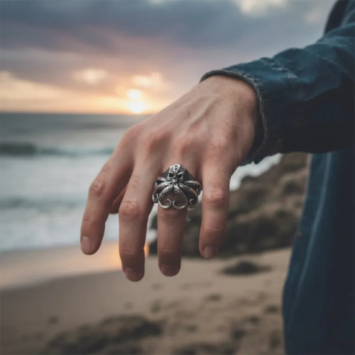 ULIKING JEWELRY RINGS intage Octopus Stainless Steel Ring 02