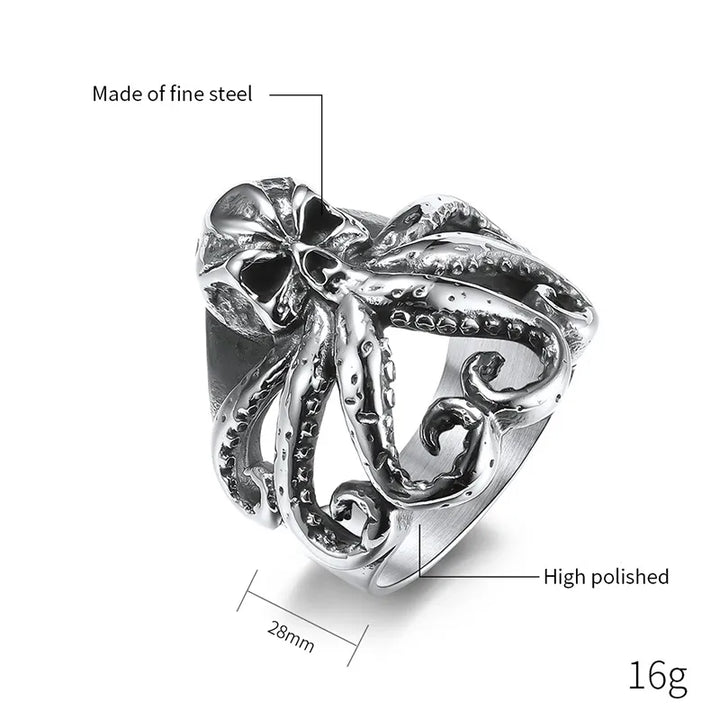 ULIKING JEWELRY RINGS intage Octopus Stainless Steel Ring 03