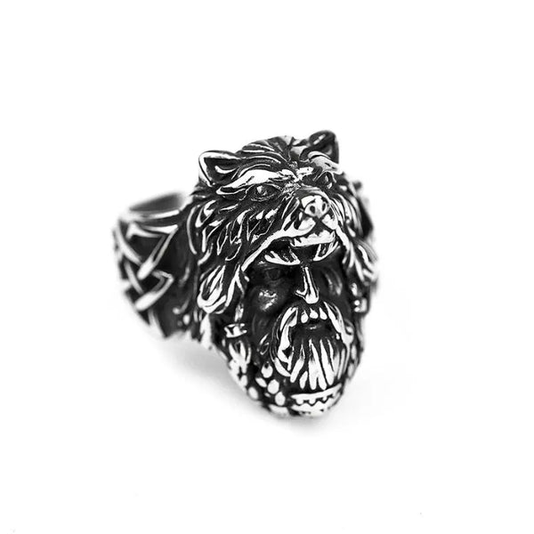 ULIKING JEWELRY RINGS Vintage Odin Wolf Stainless Steel Ring 05