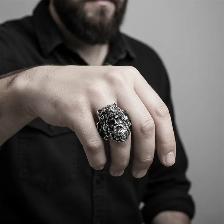 ULIKING JEWELRY RINGS Vintage Odin Wolf Stainless Steel Ring 06
