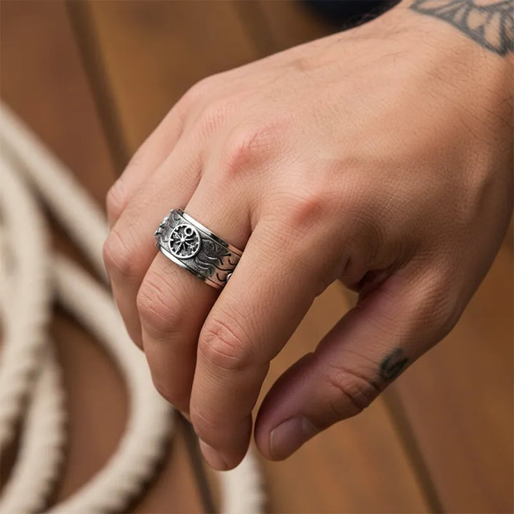 ULIKING JEWELRY RINGS Vintage Pirate Anchor Compass Spinner Ring 04