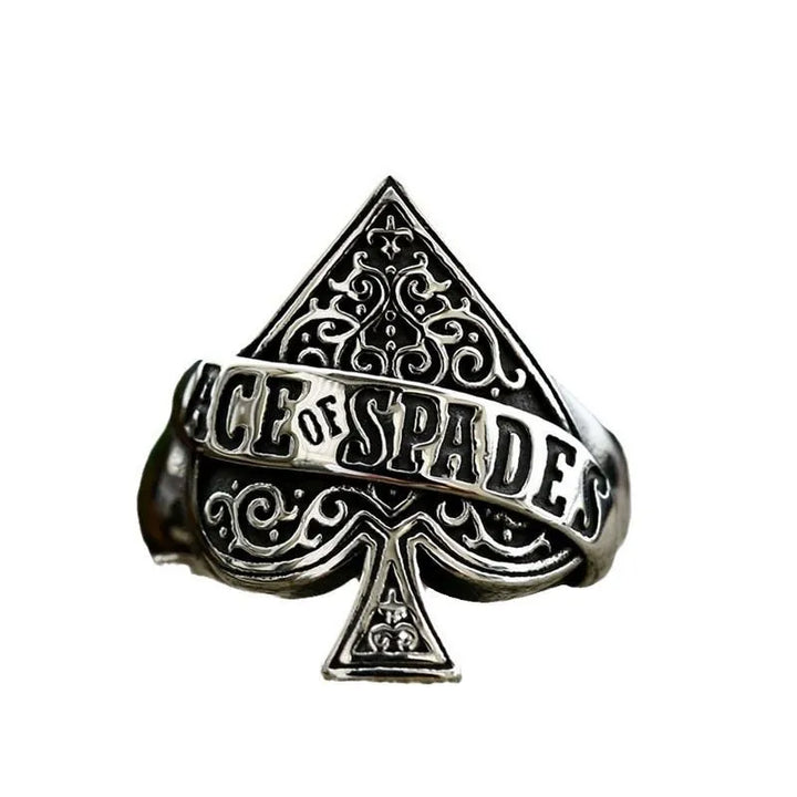 ULIKING JEWELRY RINGS Vintage Poker Spades Rune Stainless Steel Ring 05