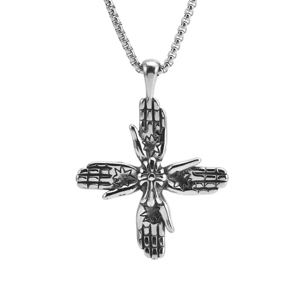  ULIKING JEWELRY PENDANTS Vintage Punk Palm Stainless Steel Pendant 01 