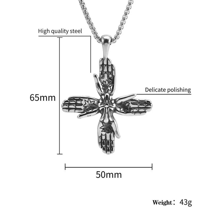  ULIKING JEWELRY PENDANTS Vintage Punk Palm Stainless Steel Pendant 03