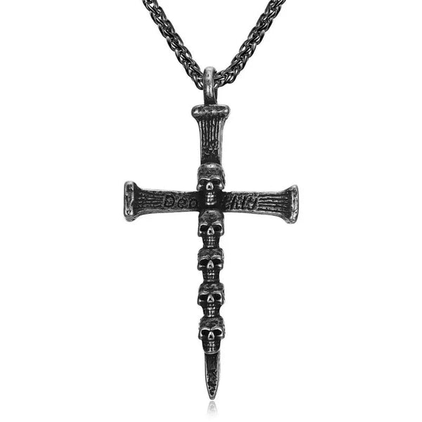  ULIKING JEWELRY PENDANTS Vintage Punk Skull Cross Stainless Steel Pendant 01 