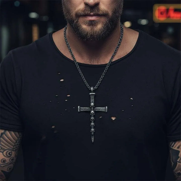  ULIKING JEWELRY PENDANTS Vintage Punk Skull Cross Stainless Steel Pendant 02