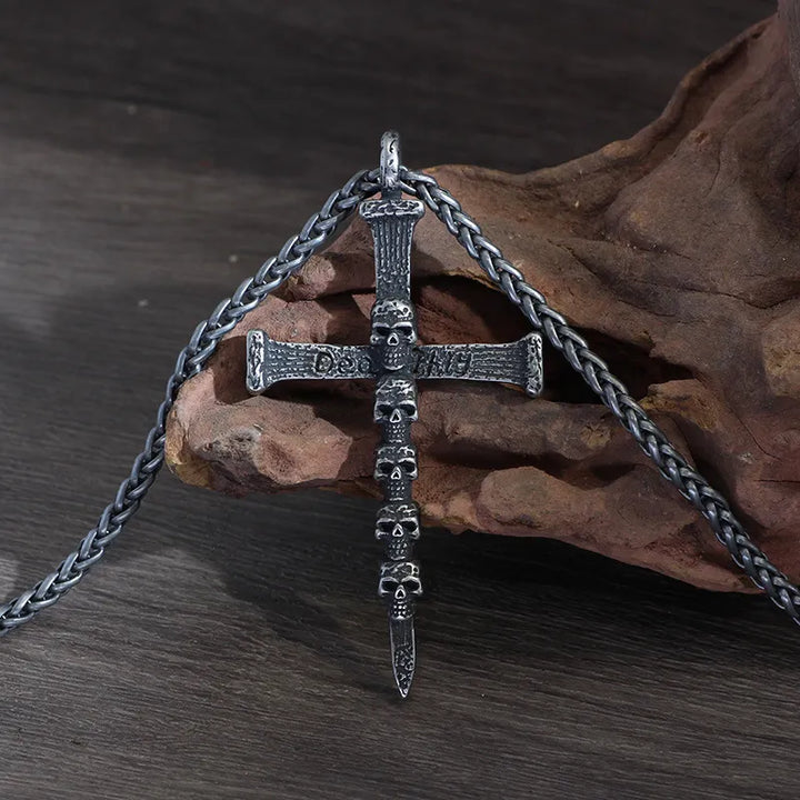  ULIKING JEWELRY PENDANTS Vintage Punk Skull Cross Stainless Steel Pendant 05