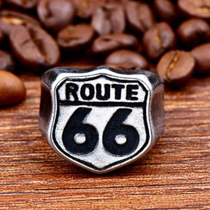 ULIKING JEWELRY RINGS Vintage Route 66 Stainless Steel Ring 03