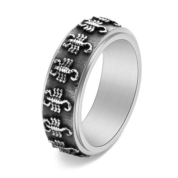 ULIKING JEWELRY RINGS Vintage Scorpion Stainless Steel Spinner Ring 01 