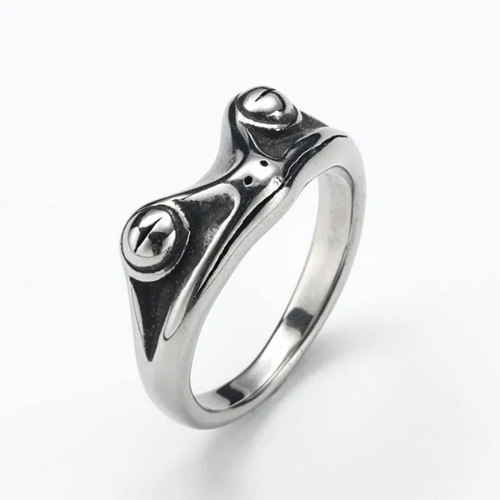 ULIKING JEWELRY RINGS   Vintage Simple Stainless Steel Frog Ring 05