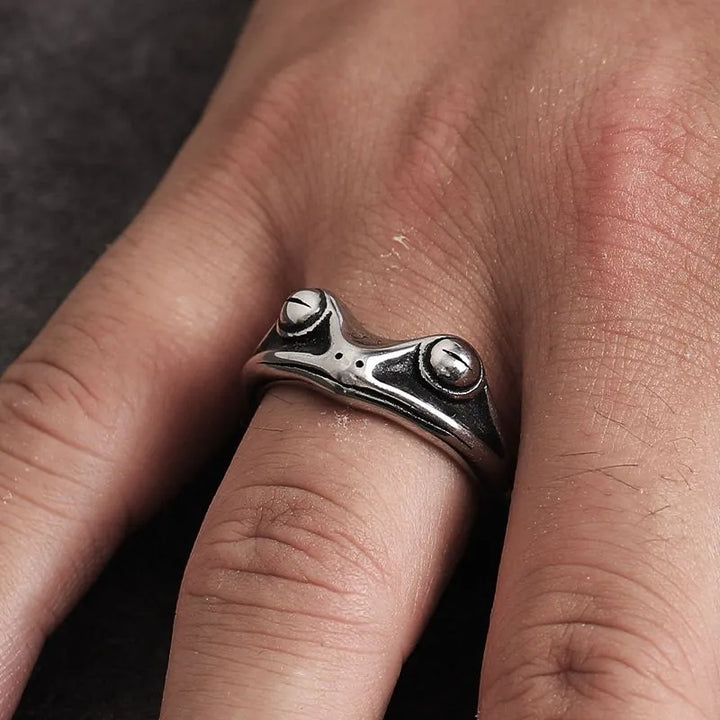 ULIKING JEWELRY RINGS   Vintage Simple Stainless Steel Frog Ring 03