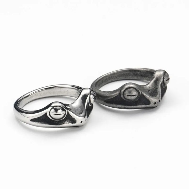 ULIKING JEWELRY RINGS   Vintage Simple Stainless Steel Frog Ring 04