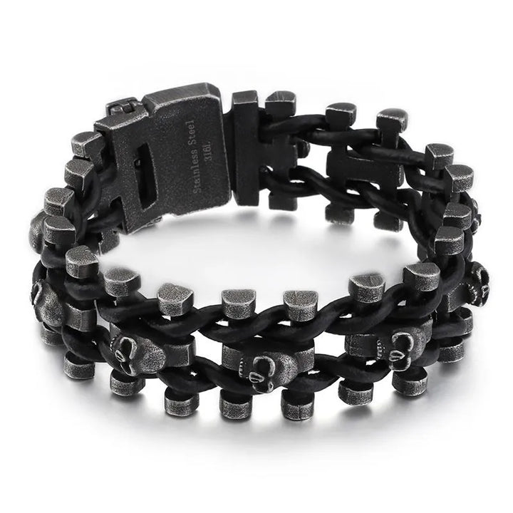  ULIKING JEWELRY BRACELETS Vintage Skull Hairband Stainless Steel Bracelet 01