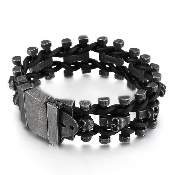  ULIKING JEWELRY BRACELETS Vintage Skull Hairband Stainless Steel Bracelet 02
