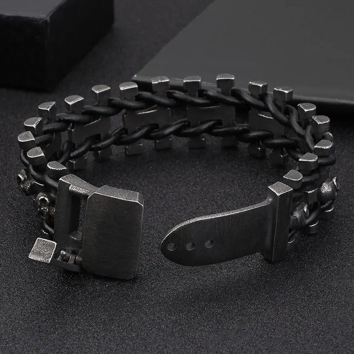  ULIKING JEWELRY BRACELETS Vintage Skull Hairband Stainless Steel Bracelet 03
