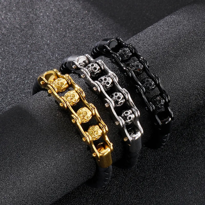  ULIKING JEWELRY BRACELETS Vintage Skull Rotated Stainless Steel Bracelet 03
