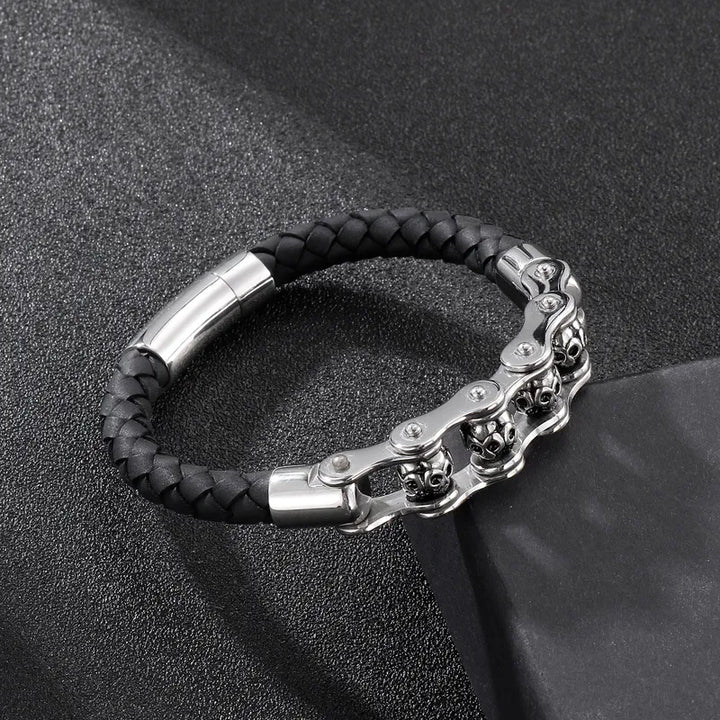 ULIKING JEWELRY BRACELETS Vintage Skull Rotated Stainless Steel Bracelet 05