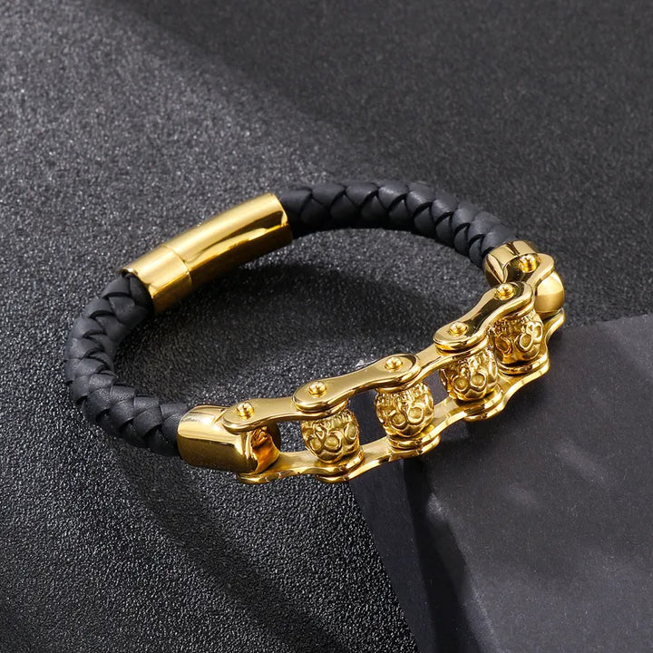  ULIKING JEWELRY BRACELETS Vintage Skull Rotated Stainless Steel Bracelet 07