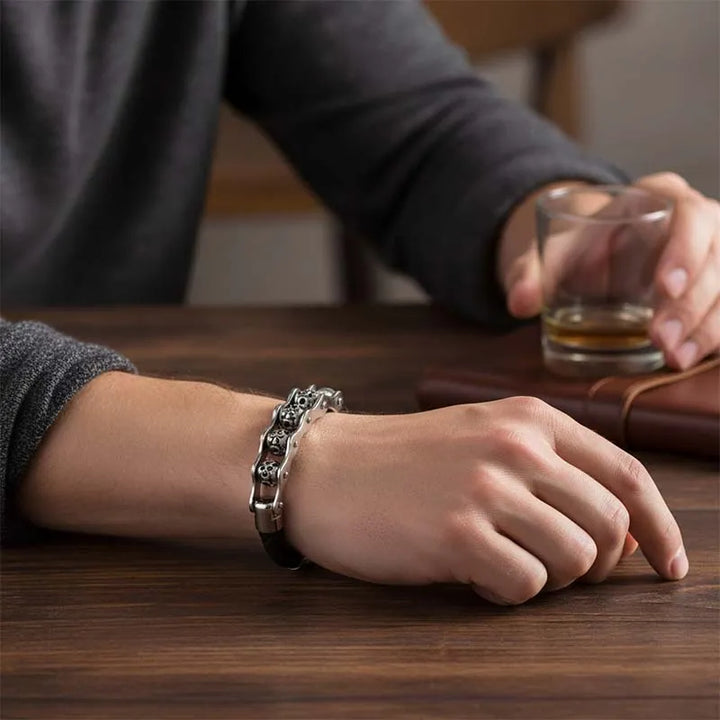  ULIKING JEWELRY BRACELETS Vintage Skull Rotated Stainless Steel Bracelet 11