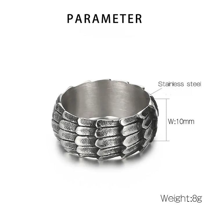 ULIKING JEWELRY RINGS Vintage Snake Scale Stainless Steel Ring 05