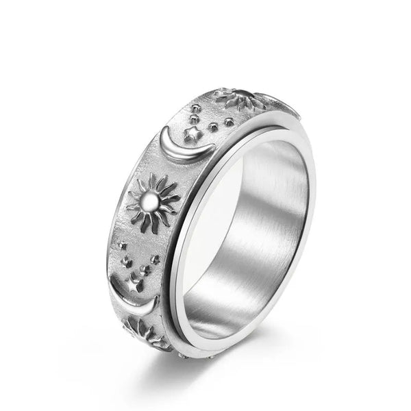 ULIKING JEWELRY RINGS  Vintage Star Moon Sun Spinner Ring  04