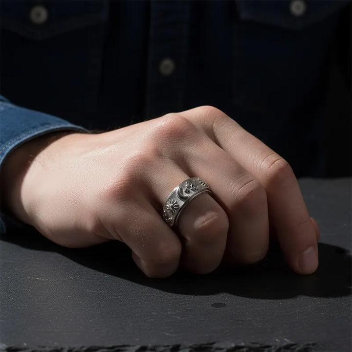 ULIKING JEWELRY RINGS  Vintage Star Moon Sun Spinner Ring  03