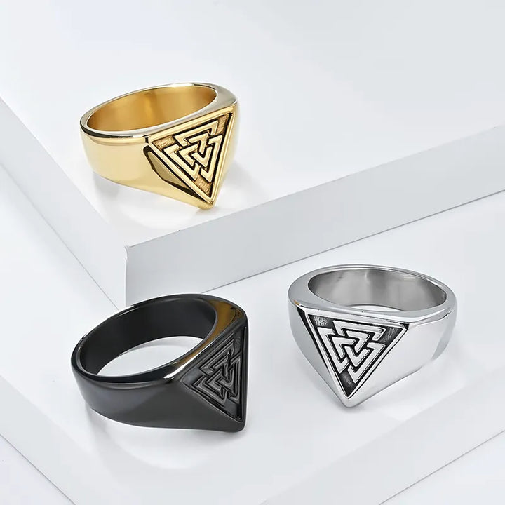 ULIKING JEWELRY RINGS Vintage Valknut Stainless Steel Ring 04