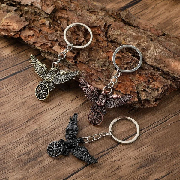  ULIKING JEWELRY KEYCHAIN  Vintage Viking Crow Compass Keychain 01