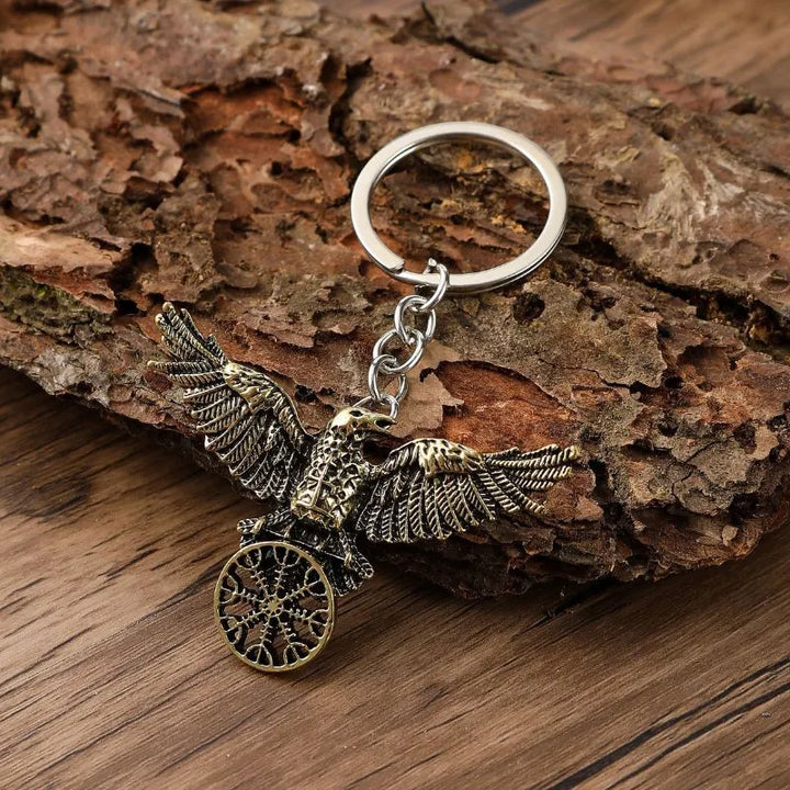  ULIKING JEWELRY KEYCHAIN  Vintage Viking Crow Compass Keychain 04