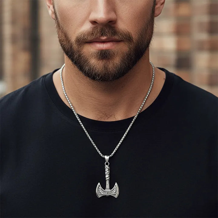 ULIKING JEWELRY PENDANTS Vintage Viking Double sided hatchet Stainless Steel Pendant Necklace 03